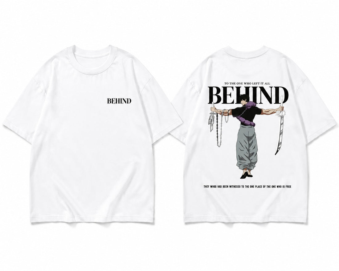 Premium Oversized “BEHIND” Graphic Printed T-Shirt – Streetwear Heavy Cotton Unisex Fit
