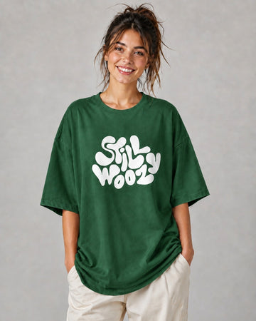 Silky Woozy Oversized White T-Shirt – 220 GSM DTF Printed
